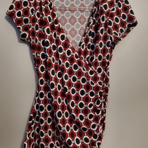 Suzy Shier Printed Black/Grey/White/Red Shirt - Size M